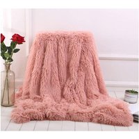 Langhaar Kunstpelz Kuscheldecke, Flanell Warme Wurfdecke Flauschig Microfaser Kunstfell Wohndecke Weich Wende Felldecke Sofa Decke Klimaanlage - Rosa von SINBINTA