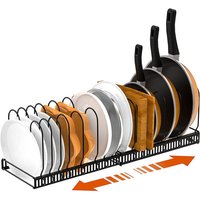 Pfannenhalter für Schublade, Erweiterbarer Topfdeckelhalter mit 14 Verstellbaren Teiler, Topfdeckel Aufbewahrung Pfannen Organizer Deckelhalter für von SINBINTA