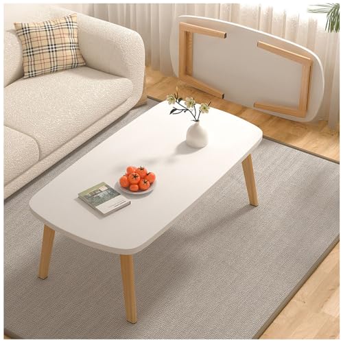 SINBINTA Klappbarer Couchtisch für Wohnzimmer, tragbarer, schlichter, moderner Mitteltisch für kleine Räume, rechteckiger Bodentisch Schreibtisch für Heimbüro, keine Montage (weiß) von SINBINTA