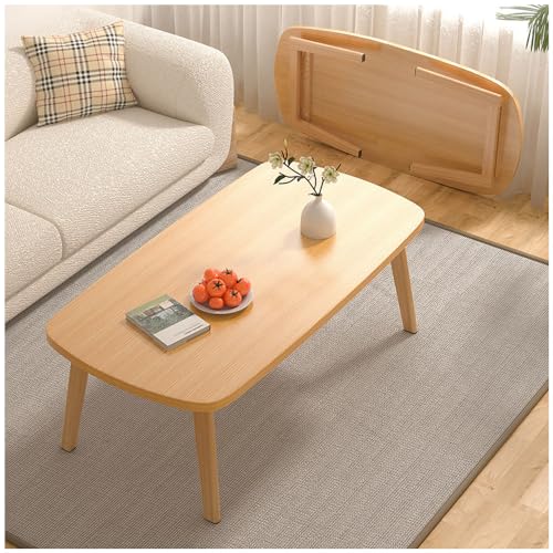 SINBINTA Zusammenklappbarer Couchtisch für Wohnzimmer, tragbarer, schlichter, moderner Mitteltisch für kleine Räume, rechteckiger Bodentisch Schreibtisch für Heimbüro, keine Montage (Holzmaserung) von SINBINTA