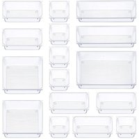 Sinbinta - 116 Stück transparentes Schubladen-Organisationssystem mit Kunststoff-Aufbewahrungsboxen in 5 Größen,rutschfester,transparenter von SINBINTA