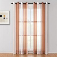 2er-Set Voile Gardinen Vorhang Halbtransparent Streifen Stores Schals mit Ösenschal Moderner Wohnstil für Dekoration Wohnzimmer Schlafzimmer - Curry von SINBINTA