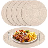 6er Set Runde Platzsets Baumwolle Tischmatten Weihnachten Beige Tischsets Abwaschbar Geflochten Platzdeckchen Hitzebeständig für Esszimmer, Küche, 6er Set Runde Platzsets Baumwolle Tischmatten Weihnachten Beige Tischsets Abwaschbar Geflochten Platzdeckchen Hitzebeständig für Esszimmer, Küche, von SINBINTA