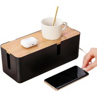 Sinbinta - Kabelmanagement-Box mit Bambusdeckel, kleine Kabel-Organizer-Box für Verlängerungskabel, Netzstreifen, Überspannungsschutz, Sinbinta - Kabelmanagement-Box mit Bambusdeckel, kleine Kabel-Organizer-Box für Verlängerungskabel, Netzstreifen, Überspannungsschutz, von SINBINTA