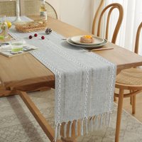 Sinbinta - Mode Boho Creme Landhausstil Quasten Tischläufer, Waschbar Tisch Dekoration Party Geburtstag Valentinstag Hochzeit Dekor – Grau 33x160cm Sinbinta - Mode Boho Creme Landhausstil Quasten Tischläufer, Waschbar Tisch Dekoration Party Geburtstag Valentinstag Hochzeit Dekor – Grau 33x160cm von SINBINTA