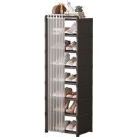 Sinbinta - Schuhregal mit 8 Ebenen Staubdicht, Schuhablage, Schuhaufbewahrung, Schuhständer Schmal Schwarz, für Ankleidezimmer, Flur, 42 x 30 x 124 cm Sinbinta - Schuhregal mit 8 Ebenen Staubdicht, Schuhablage, Schuhaufbewahrung, Schuhständer Schmal Schwarz, für Ankleidezimmer, Flur, 42 x 30 x 124 cm von SINBINTA