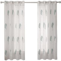 Vorhänge mit Blätter Muster, Stickerei Vorhang Transparent, Dekoration Ösen Gardinen Für Wohnzimmer, Vorhang Kurz Fenster, 2er Set Modern Vorhänge mit Blätter Muster, Stickerei Vorhang Transparent, Dekoration Ösen Gardinen Für Wohnzimmer, Vorhang Kurz Fenster, 2er Set Modern von SINBINTA