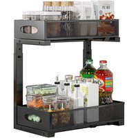 Spülschrank Organizer, 2 Etagen Metall Ausziehbares Unter Waschbecken Regal mit Schiebeschubladen, Unter Spüle Spülenunterschrank Organizer für von SINBINTA