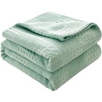 Tagesdecke 100% Baumwolle Kuscheldecke Leichte Wohndecke in Waffeloptik, Softe Überwurfdecke Bett, Sofa Überwurf Wohnzimmer Schlafzimmer Sommerdecke von SINBINTA