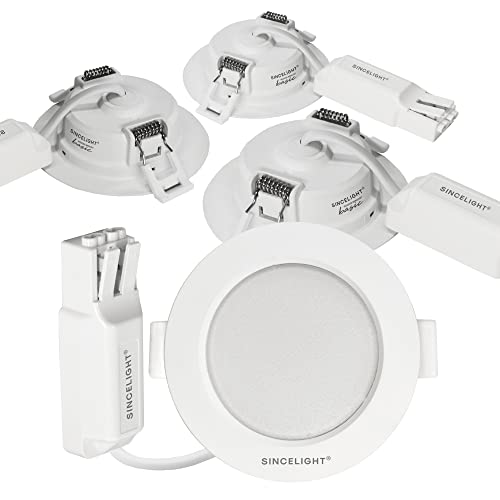 SINCELIGHT LED Einbauleuchte 3W, Kleines Downlight für 65mm Deckenloch, Schrank, Vitrine, Kompakt-Profile, Warmweiß 2700K, RA≈92 Hoher Farbwiedergabeindex, 4er-Pack von SINCELIGHT