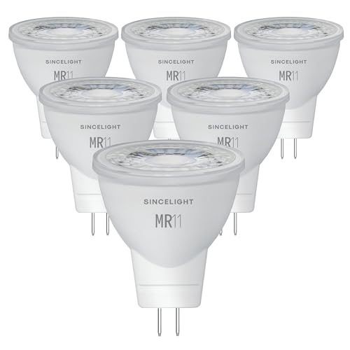 SINCELIGHT MR11 LED Reflektorlampe Ø35mm mit GU4-Sockel, 3W, 280 Lumen Ersetzt 25 Watt Halogenlampen, Farbwiedergabeindex RA≈92, Neutralweiß 4000K， 38°Ausstrahlungswinkel, 6er-Pack von SINCELIGHT