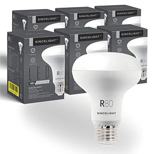 SINCELIGHT 10W LED R80 Reflektorlampe Glühbirne, mit E27/ES-Sockel, Reiche Farbe RA≈92, 900 Lumen, 120° Ausstrahlungswinkel, Neutralweiß - 4000 Kelvin, 6er-Pack von SINCELIGHT