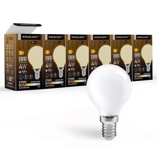 SINCELIGHT LED-Glühbirne mit E14-Sockel (ALL-BEAM-Serie) Omnidirektionale Beleuchtung, 3W, 250lm, Warmweiß 2700K, Nicht Dimmbar, 6 Stück von SINCELIGHT