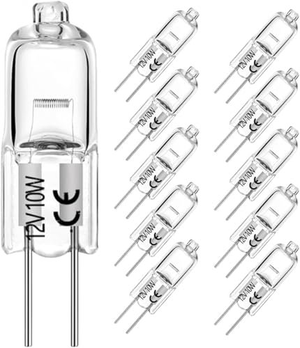 SINCHEREU G4 Halogenlampe 12V 10W, 10 Stück Halogen Leuchtmittel 2 pin, Dimmbar Halogenlampen Warmweiß 2800K, 280 Lumen Halogen Light Bulbs für Dunstabzugshaubenlampen, Schrankbeleuchtung von SINCHEREU