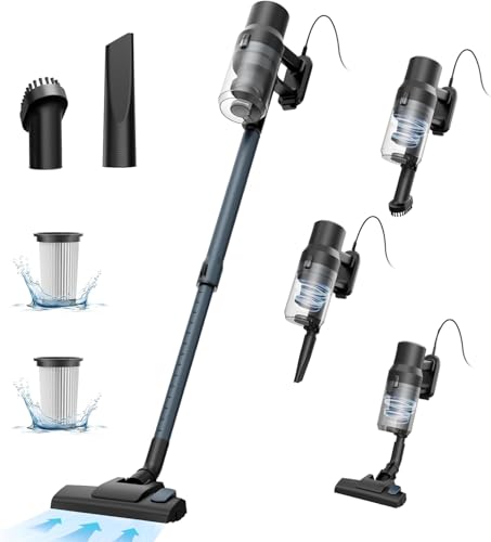SINCHEREU Kabelgebundener Staubsauger mit 21Kpa, 600W Stielstaubsauger mit Kabel 5M, 6 in 1 Handlich und Platzsparend, Teleskopsaugrohr, für Hartböden, Teppich von SINCHEREU