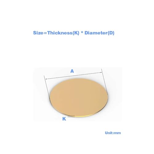 1-4 Stück Messingplatte/Kupfer Rundblech/Dünne Kupferplatte/Runde Kupferdichtung Dicke 0,3-1,5mm / Laserschneiden/Individualisierbar(1pcs 0.5x100) von SINEKY