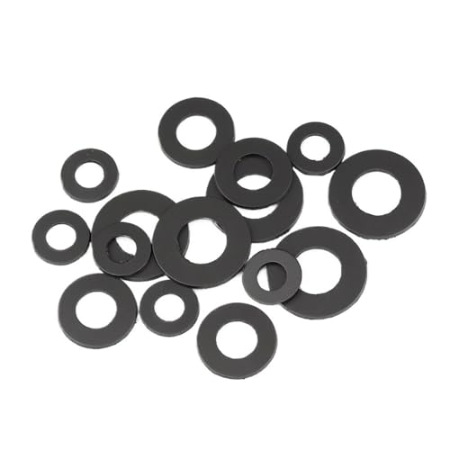 100–500 Stück M2 M2.2 M2.3 M2.5 M3 M4 schwarze Graphit-Nylon-Unterlegscheibe, runde, ultradünne, isolierende Kunststoff-Flachdichtung(3x8x0.5(500pcs)) von SINEKY