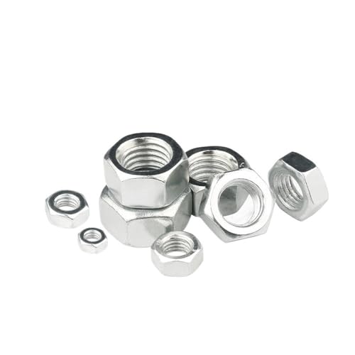 2–100 Stück M2 M2.5 M3 M3.5 M4 M5 M6 M8 M10 M12 Sechskantmutter, Sechskantmutter, weißer Zink-Kohlenstoffstahl, Sechskantmuttern, Feststell-Sechskantmuttern, metrisch(M2.5-100pcs) von SINEKY
