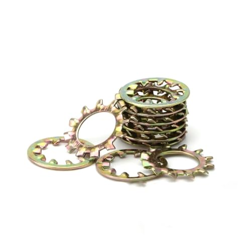 50-100 Stück M4 M5 M6 M8 M10 Farbe Zink Interne/externe Zahnscheibe Sicherungsscheibe Stoßfeste Sicherungsscheibe(M8-50PCS,External) von SINEKY