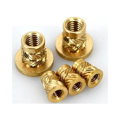 SINEKY 10/20 Stück M2 M2,5 M3 M4 M5 M6 M8 Messing-Hotmelt-Einsatz, gerändelter Flansch, Kupfermutter, Gewinde, Wärmeformen, Einbettung, T-Typ-Mutter(M8x12.7xOD9.6 10pcs) von SINEKY