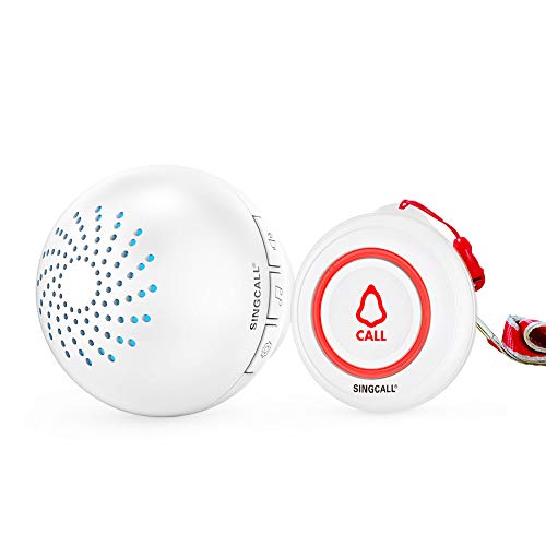SINGCALL Drahtloses Übertragungssystem Notrufknopf Für Senioren, Ruf Hilfe 1 SOS Ruf Piepser 1 Empfänger, Krankenschwester-Hilfesystem Rufen, 500+ft Reichweite von SINGCALL