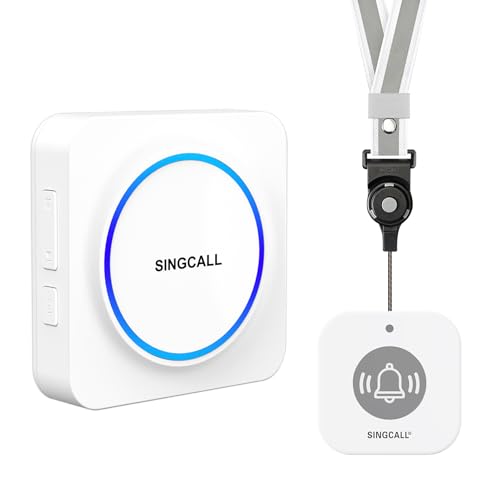 SINGCALL Notrufknopf für Senioren Hausnotruf Senioren Notruf mit SOS Alarm,Panikalarm Kabelloser Notfallknopf für Pflegebedürftige,32 Melodien & 0-100 dB Lautstärke, 1 tragbarer Empfänger + 1 Ruftaste SINGCALL Notrufknopf für Senioren Hausnotruf Senioren Notruf mit SOS Alarm,Panikalarm Kabelloser Notfallknopf für Pflegebedürftige,32 Melodien & 0-100 dB Lautstärke, 1 tragbarer Empfänger + 1 Ruftaste von SINGCALL