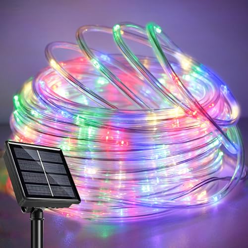SINGCHUNGTE 22M 200LED Solar Lichtschlauch Außen Bunt, Wasserfest Lichtschlauch,Farbe 8 modi lichterschlauch für Garten,Trampolin,Schwimmbad von SINGCHUNGTE