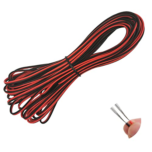 OMIGA 20 Meter 22 AWG 2- adriges Rundes PVC Flexible Kabel Mantelleitung Schlauchleitung Rund Netzkabel Kupferdraht Benutzt für Einfarbiges LED-Streifen-Verlängerungskabel (Rot/Schwarz) von OMIGA