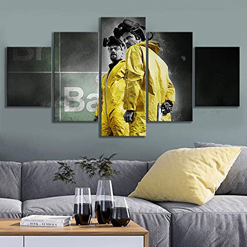 SINGLEAART Leinwanddrucke,5 Teiliges Wandbild,5 Stück Leinwand,Wohnzimmer Dekoration,Modular Wandkunst,Brettmalerei,Geburtstagsgeschenk,Die 3.Staffel,Breaking TV-Serie,150Cm×80Cm,Mit Rahmen von SINGLEAART