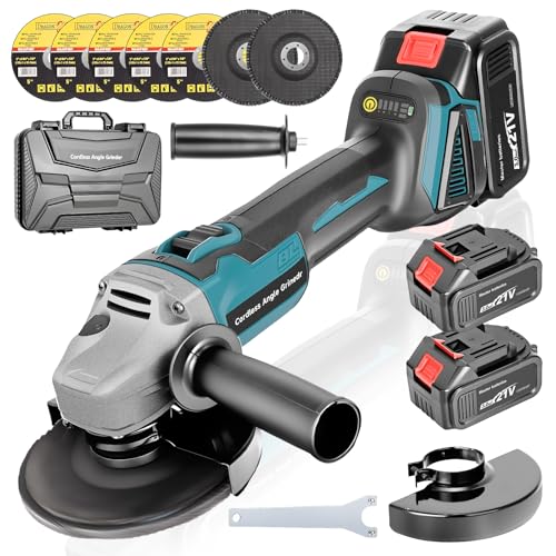 SINGTIP Akku Winkelschleifer 125mm Kompatibel mit Maa-kita 21V Batterie, Akku Flex mit 2×3.0Ah Batterie 9000U/min, Trennschleifer Inkl. 5 Trennscheiben &2 Fächerscheiben zum Schneiden,Rostentfernung SINGTIP Akku Winkelschleifer 125mm Kompatibel mit Maa-kita 21V Batterie, Akku Flex mit 2×3.0Ah Batterie 9000U/min, Trennschleifer Inkl. 5 Trennscheiben &2 Fächerscheiben zum Schneiden,Rostentfernung von SINGTIP