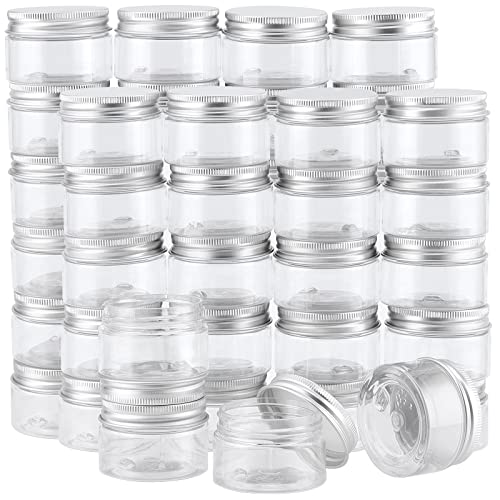 SINJEUN 40 Stück 30 ml transparente Kunststoff-Kosmetikgläser mit Deckel, Mini-Kunststoff-Probebehälter, transparente Aufbewahrungsbehälter aus Kunststoff von SINJEUN