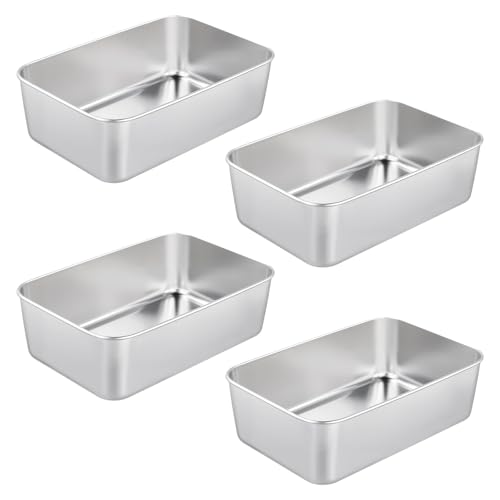 SINJEUN 4er Set Kastenform Edelstahl, 22 x 14,5 x 5,5 cm Rechteckig Edelstahl Brotbackform Kasten, Toastbrot Backform für Brot und Kuchen, Küche von SINJEUN