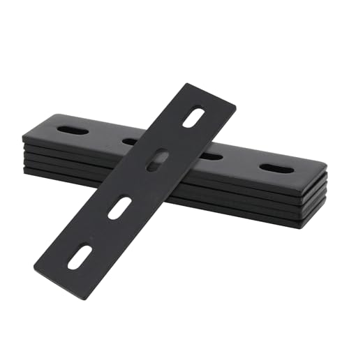 SINJEUN 6 Stück Flachverbinder Lochplatte, 155 x 38 x 4 mm, Metall Schwerlast Holzverbinder, Flachverbinder Metall mit 4 Langloch für Schränke, Regale, Möbel , Schwarz SINJEUN 6 Stück Flachverbinder Lochplatte, 155 x 38 x 4 mm, Metall Schwerlast Holzverbinder, Flachverbinder Metall mit 4 Langloch für Schränke, Regale, Möbel , Schwarz von SINJEUN
