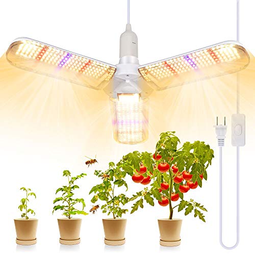 SINJIAlight LED Pflanzenlampe, 150w pflanzenlampe vollspektrum mit 414 LEDs faltbaren für Zimmerpflanzen, Gewächshaus und Hydroponikanbau, Growlampe mit E27 Netzkabel von SINJIAlight
