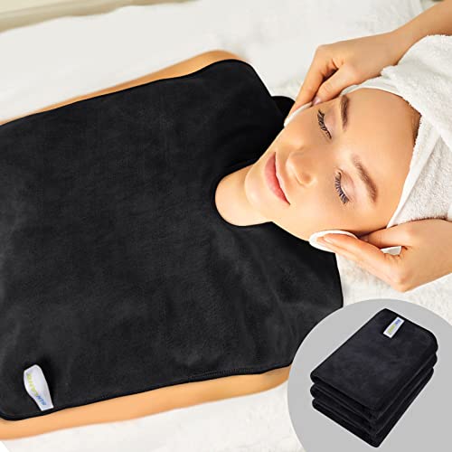 SINLAND 3 stücke Mikrofaser Gesichtstücher für Ästhetiker weich Gesichtsreinigungstücher mit geteiltem Design Spa Handtücher für Gesichtsdampf Massage und Reinigung Schwarz von SINLAND