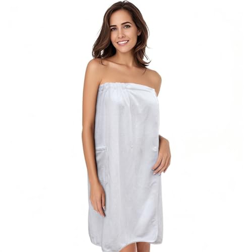 SINLAND Frauen Mikrofaser Wasseraufnahme Badetuch Sarong Strand Pool Handtücher Wickeln hinten mit elastischem Klettverschluss 71cm x 137cm Weiß von SINLAND