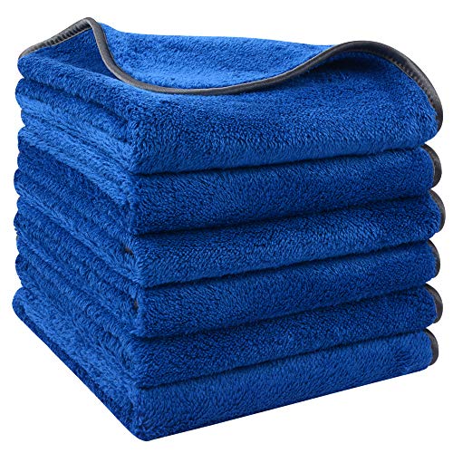 SINLAND Mikrofaser-Auto-Trockentücher, ultra saugfähig, keine Streifen, Kratzer oder Wasserflecken, 380 g/m², 40,6 x 61 cm, 6 Stück, Blau SINLAND Mikrofaser-Auto-Trockentücher, ultra saugfähig, keine Streifen, Kratzer oder Wasserflecken, 380 g/m², 40,6 x 61 cm, 6 Stück, Blau von SINLAND