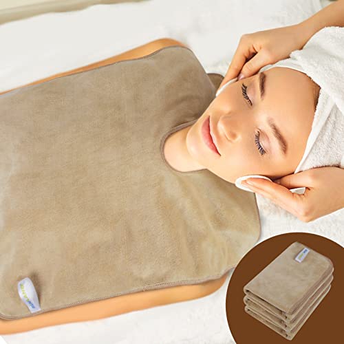 SINLAND Mikrofaser-Gesichtstücher für Ästhetiker, weiches Gesichtstuch mit geteiltem Design, Spa-Handtücher für Gesichtsdampfmassage und Reinigung Beige von SINLAND