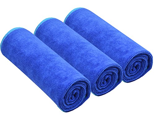SINLAND Mikrofaser Gym Handtücher Sport Fitness Workout Sweat Handtuch Schnell trocknende 3er-Pack 16 Zoll x 32 Zoll Blue 3-Pack von SINLAND
