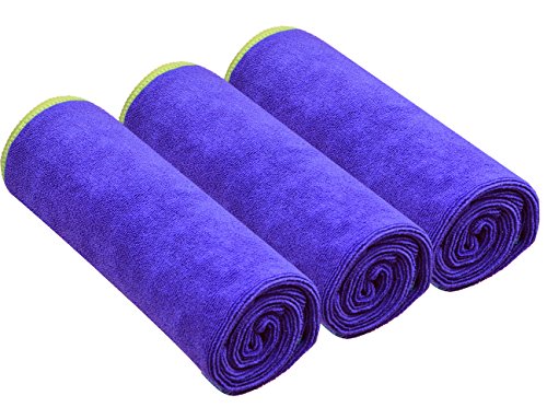 SINLAND Mikrofaser Gym Handtücher Sport Fitness Workout Sweat Handtuch Schnell trocknende 3er-Pack 16 Zoll x 32 Zoll Grape 3er-Pack von SINLAND