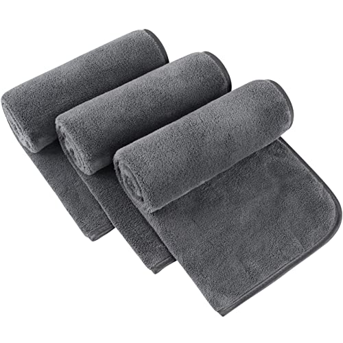 SINLAND Mikrofaser Handtuch für Badezimmer Super Soft Makeup Entferner Tuch Waschlappen für Home Spa Sport Gesicht Reinigungstuch 40cm x 76cm 3er Pack Grau von SINLAND