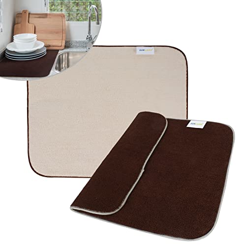 Sinland Mikrofaser-Abtropfmatte, super saugfähig, 40,6 x 45,7 cm, Braun und Creme, 2 Stück von SINLAND