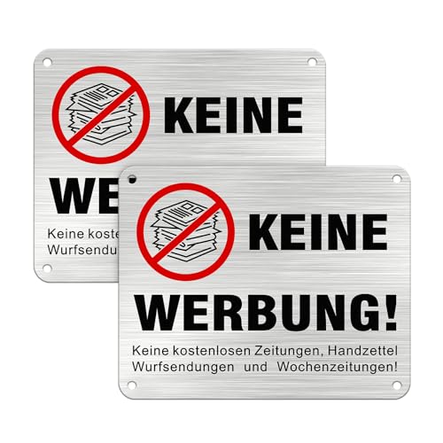 Alu Gebürstet Aufkleber Keine Kostenlosen Zeitungen und Reklame Einwerfen 15x12cm, Keine Werbung Briefkasten 2er-Pack Alu Gebürstet Aufkleber Keine Kostenlosen Zeitungen und Reklame Einwerfen 15x12cm, Keine Werbung Briefkasten 2er-Pack von SINMAO