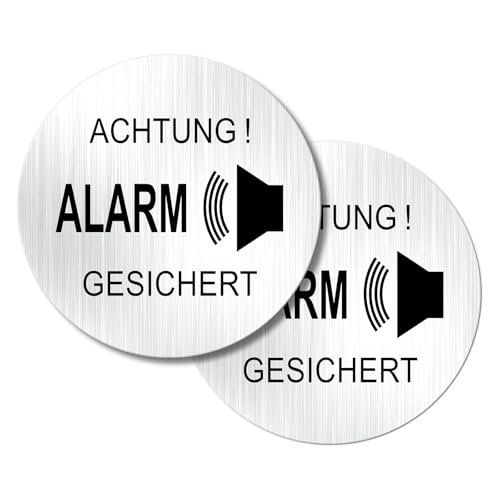 SINMAO Alarmgesichert Aufkleber Klein 10cm Round Metall Aluminum für Innen und Außen x2Stück von SINMAO