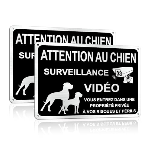 SINMAO Hinweisschild "Achtung vor dem Hund", mit Videoüberwachung, Aluminium, 18 x 25 cm, wasserdicht, UV-geschützt, rostbeständig, geeignet für den Innen- und Außenbereich, 2 Stück von SINMAO