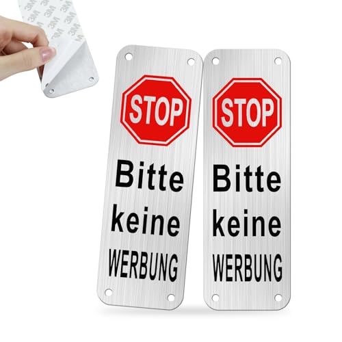 SINMAO Keine Werbung Aufkleber Klein Alu Gebürstet 15x5cm, Hier Bitte Keine Werbung Vertically für Briefkasten Tür 2er-Pack SINMAO Keine Werbung Aufkleber Klein Alu Gebürstet 15x5cm, Hier Bitte Keine Werbung Vertically für Briefkasten Tür 2er-Pack von SINMAO