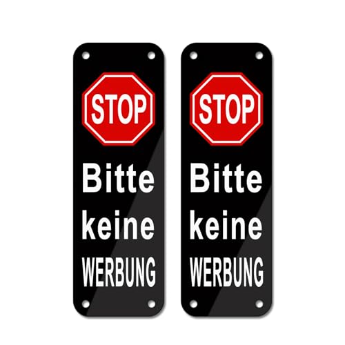 SINMAO Keine Werbung Lustig Alu Schild Selbstklebend Klein 15x5cm Vertically Schwarz 2er-Pack SINMAO Keine Werbung Lustig Alu Schild Selbstklebend Klein 15x5cm Vertically Schwarz 2er-Pack von SINMAO