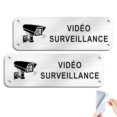 SINMAO Schild für Privateigentum unter Videoüberwachung/Schild Haus unter Video, Überwachung, Video, Aluminium, silberfarben, 150 x 50 mm (2 Stück) von SINMAO