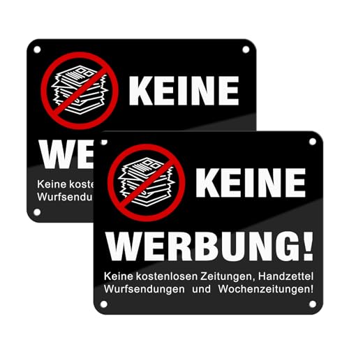 Sinmao Keine Werbung Aufkleber Metall Alu selbstklebend 15x12cm, Keine kostenlosen Zeitungen, Handzettel, Wurfsendungen und Wochenzeitungen Schwarz Reflektierend 2er-Pack Sinmao Keine Werbung Aufkleber Metall Alu selbstklebend 15x12cm, Keine kostenlosen Zeitungen, Handzettel, Wurfsendungen und Wochenzeitungen Schwarz Reflektierend 2er-Pack von SINMAO