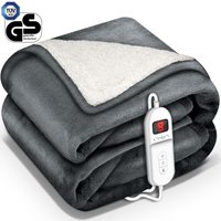 Sinnlein - Heizdecke mit Abschaltautomatik 180x130cm Dunkelgrau Elektrische Wärmedecke mit 9 Temperaturstufen Kuscheldecke waschbar Bett, Sofa Decke von SINNLEIN